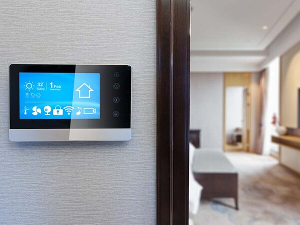 Control panel on a wall for a smart home system